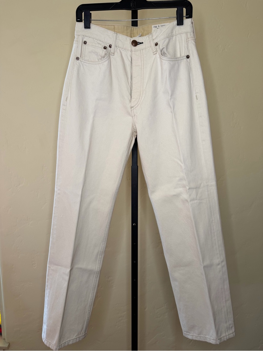 rag & bone Alex Off-White button fly high rise Straight-Leg Jeans size 27